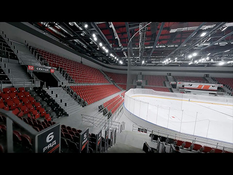Арена Кузнецких металлургов в Новокузнецке. Мы оборудовали арену спортивными трибунами и креслами